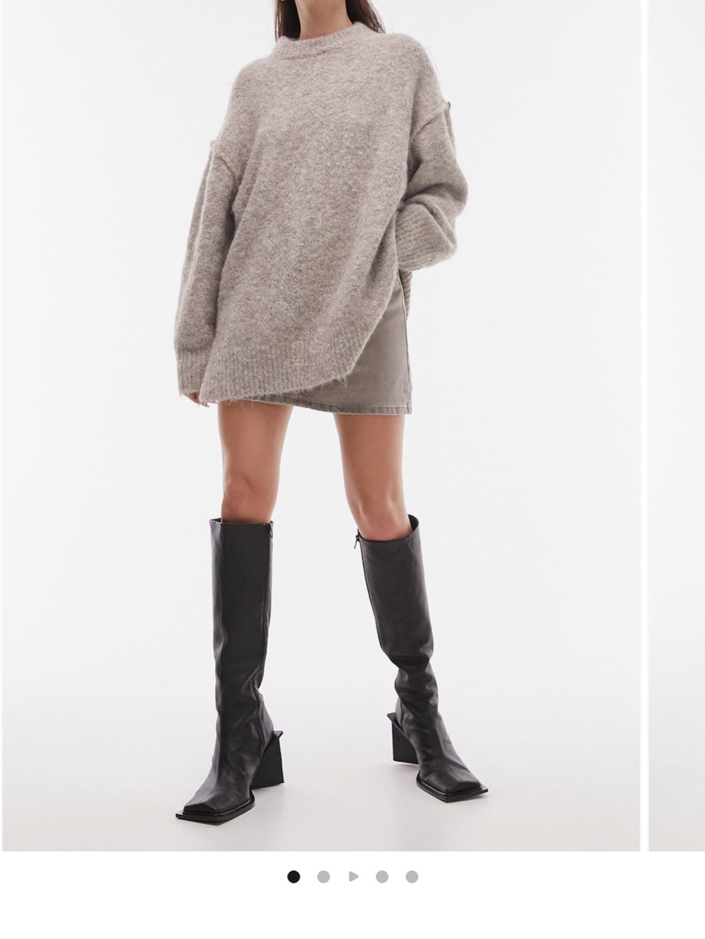 Topshop Oversized Taupe Crew Neck Sweater